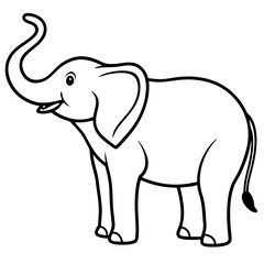 Elephant with an upward trunk silhouette vector illustration 