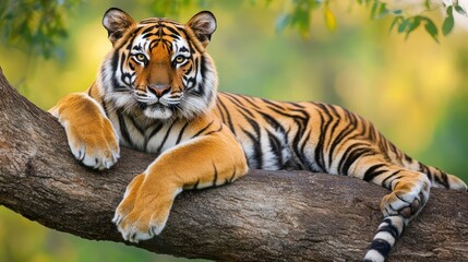Majestic Tiger Resting on a Branch