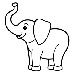 Elephant with an upward trunk silhouette vector illustration 