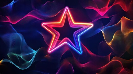 Obraz premium Vibrant Neon Star with Colorful Waves