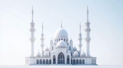 Fototapeta premium Majestic White Mosque Architectural Design
