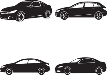 silhouette car set illustration 