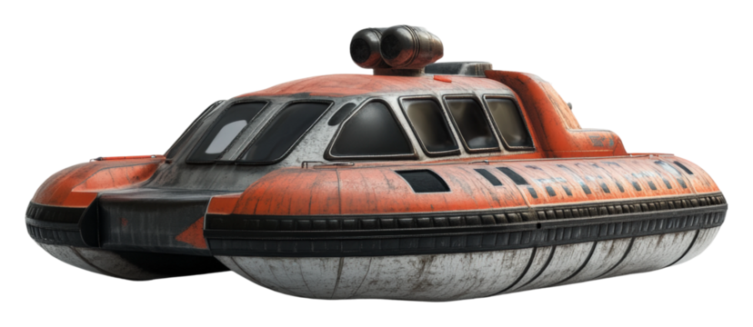 Hovercraft adventure coastal waters vehicle outdoor aerial view isolated on transparent background