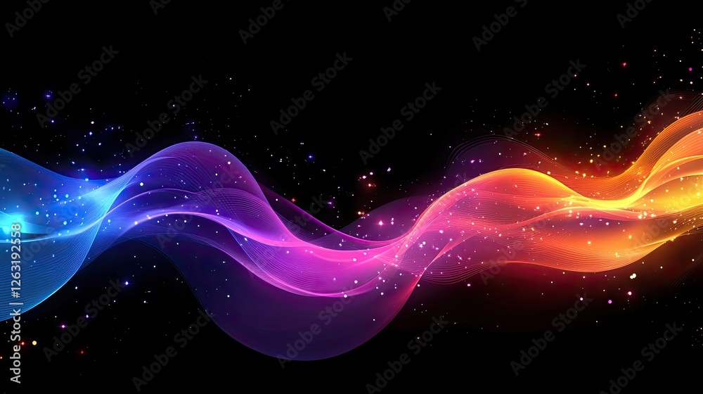 Poster Abstract Colorful Waves Flowing Through Space