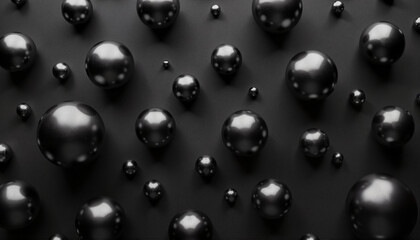Abstract geometric scale with modern mood featuring black spheres on dark background