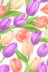 Obraz premium Soft Pastel Floral Pattern with Tulips