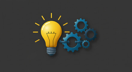 A network of connections illuminates a lightbulb with a glowing gear, symbolizing the power of creative inspiration