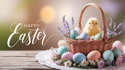 Charming Easter poster and greeting card featuring a cheerful bunny with vibrant, decorated eggs. Perfect for spreading springtime joy and festive holiday wishes with a playful, artistic design.