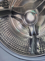 Inside an empty washing machine