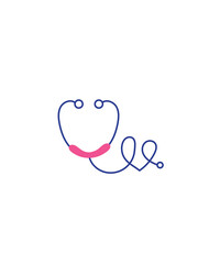  love stethoscope logo, Doctor or Clinic logo icon, stethoscope logo healthcare with heart shape and medical design vector