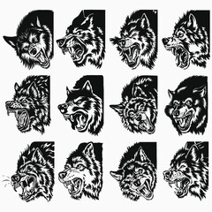Obraz premium Wolf Head SVG Cut File Wild Animal Silhouette, Cricut, Vector