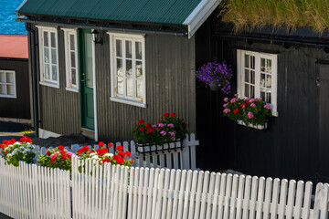 typical house from the village of Gjogv in the Faroe Islands