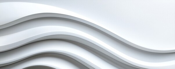Obraz premium A smooth, wavy white surface creates a modern, minimalist aesthetic, evoking a sense of calm and elegance.
