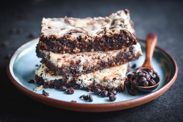 Homemade brownies with white chocolate