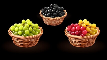 Fresh Mixed Grapes in a Basket