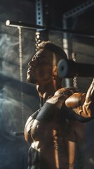 Muscular Man Working Out Intensely at the Gym Sweaty Strong Bodybuilder Training