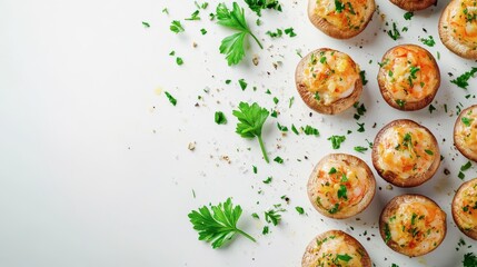 Creamy Shrimp Appetizers on White Background