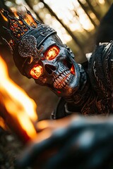 Flaming Skull King in Dark Forest