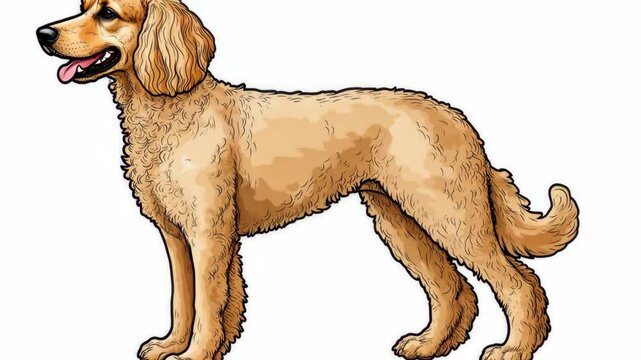 Golden retriever standing proudly in a playful pose showcasing its friendly demeanor and beautiful fur outside