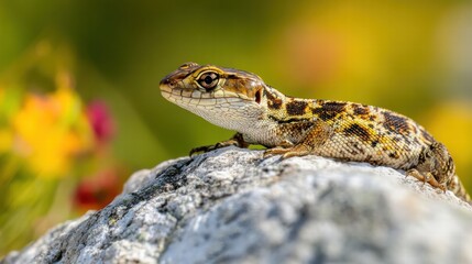 Obraz premium Lizard Basking on a Sunlit Rock