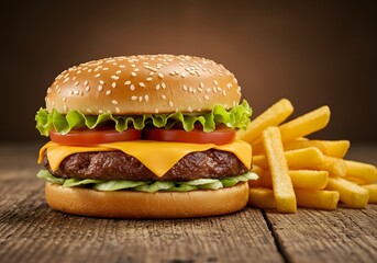 Grilled Cheeseburger and Fries