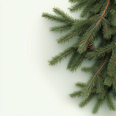 Obraz premium Close-up of Christmas Tree Branches Against a Plain Background christmas tree branches with snow