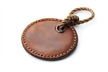Naklejka premium Blank brown tag with rope isolate on white background