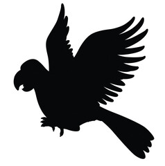Cute cartoon hand drawn vector fly parrot icon silhouette.
