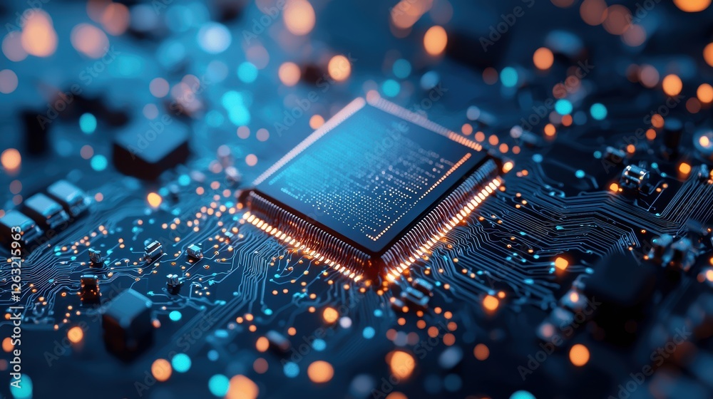 Poster a close up of a computer chip reveals a complex network of circuits and transistors, highlighting th