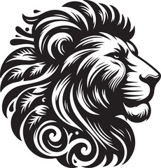 Fototapeta premium Lion head silhouette vector art illustration