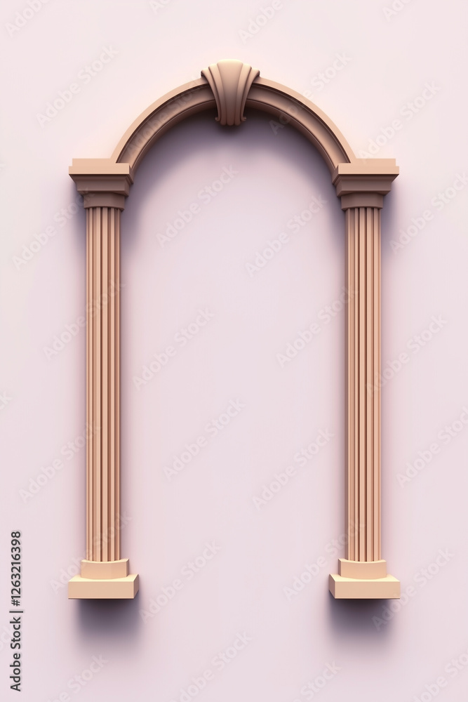 Poster Minimalistic low-poly 3D frame with geometric design and pastel colors on a clean background