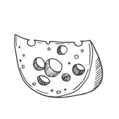 Hand drawn Cheddar Cheese Sketch Illustration