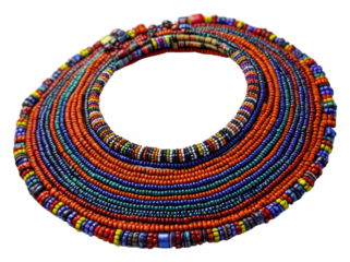 Colorful beaded necklace artisan market jewelry urban culture isolated on transparent background