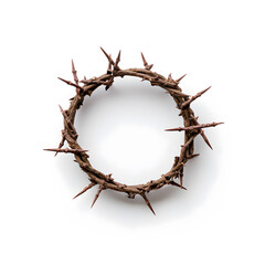 Fototapeta premium A crown of thorns top view isolated on a white background