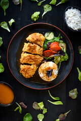 Chicken katsu served with the rice 