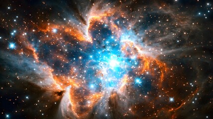 Fototapeta premium Stunning Cosmic Nebula with Bright Stars and Colorful Gas Clouds