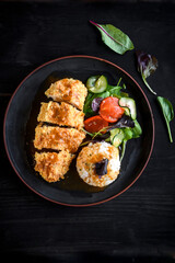 Chicken katsu served with the rice 
