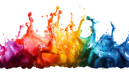 Colorful splash of paint studio abstract artistry isolated on transparent background