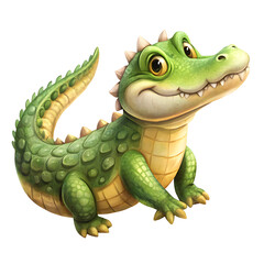 Fototapeta premium cute cartoon alligator on the white background