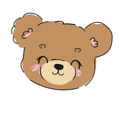 Cute teddy bear vector hand drawn illustration cute print design for kids 