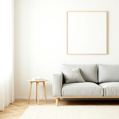 light gray sofa in minimalist living room setting