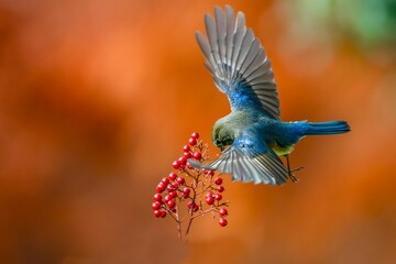 hummingbird feeding on a flower