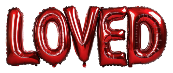Celebrating love with red balloons event space party decoration isolated on transparent background