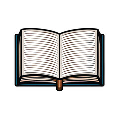 Editable stroke vector illustration of an open book with blank pages, ready for text or design elements.  Perfect for educational or literary projects.