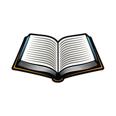 Create a vector illustration of an open book with editable strokes, showing crisp, detailed pages.  Include realistic page texture.