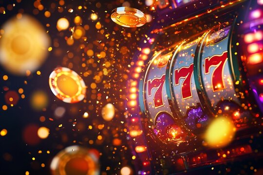 This dynamic online casino banner highlights the essence of leisure and excitement, featuring the iconic 777 symbol, gold jackpot elements, and festive casino lights.

