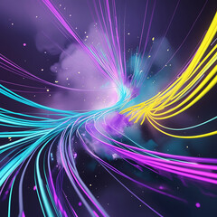 Futuristic Neon Light Tunnel with Abstract Geometric Lines – Digital Cyberpunk Background, Generated with AI