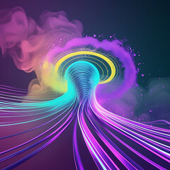 Futuristic Neon Light Tunnel with Abstract Geometric Lines – Digital Cyberpunk Background, Generated with AI