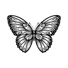 Create a detailed vector illustration of a butterfly with intricate wing patterns, featuring editable strokes for easy customization.  High-resolution, scalable for various applications.