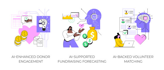 AI for Nonprofit Organizations abstract concept vector illustrations.
